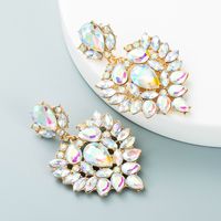 Fashion Alloy Color Rhinestone Full Diamond Geometric Earrings main image 5