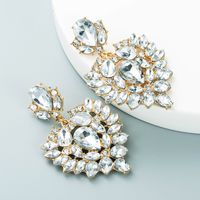 Fashion Alloy Color Rhinestone Full Diamond Geometric Earrings main image 7