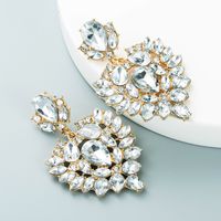 Fashion Alloy Color Rhinestone Full Diamond Geometric Earrings sku image 1