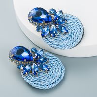 Personalized Design Big Water Drop Colored Glass Diamond Elastic Rope Braided Earrings For Women main image 8