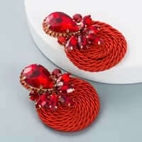 Personalized Design Big Water Drop Colored Glass Diamond Elastic Rope Braided Earrings For Women sku image 6