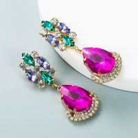Fashion Multi-layer Color Rhinestone Drop-shaped Glass Diamond Earrings main image 3