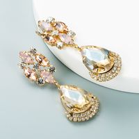 Fashion Multi-layer Color Rhinestone Drop-shaped Glass Diamond Earrings main image 5