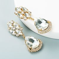 Fashion Multi-layer Color Rhinestone Drop-shaped Glass Diamond Earrings main image 6