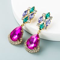 Fashion Multi-layer Color Rhinestone Drop-shaped Glass Diamond Earrings main image 7