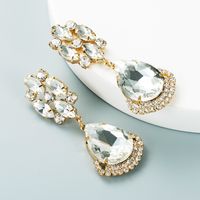 Fashion Multi-layer Color Rhinestone Drop-shaped Glass Diamond Earrings sku image 2