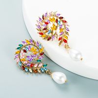 Boucles D&#39;oreilles En Perles D&#39;imitation Strass Couleur Diamant En Alliage Baroque À La Mode main image 1