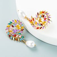 Fashion Baroque Alloy Diamond Color Rhinestone Imitation Pearl Earrings main image 5