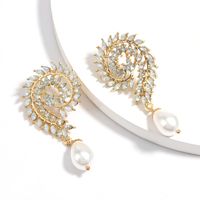 Fashion Baroque Alloy Diamond Color Rhinestone Imitation Pearl Earrings main image 7