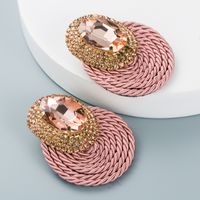 Personalized Exaggerated Oval Glass Diamond Handmade Line Weaving Earrings sku image 4