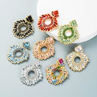 Fashion Temperament Geometric Flower Earrings Alloy Inlaid With Color Rhinestones main image 2