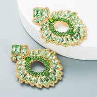 Fashion Temperament Geometric Flower Earrings Alloy Inlaid With Color Rhinestones sku image 3