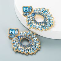 Fashion Temperament Geometric Flower Earrings Alloy Inlaid With Color Rhinestones sku image 7