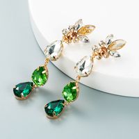 Simple Drop-shaped Glass Diamond Pendant Long Earrings main image 3