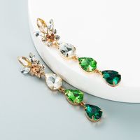Simple Drop-shaped Glass Diamond Pendant Long Earrings main image 5