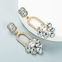 Fashion Geometric Long Flower Earrings Personality Exaggerated Alloy Diamond Earrings main image 6