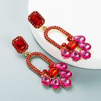 Fashion Geometric Long Flower Earrings Personality Exaggerated Alloy Diamond Earrings main image 8
