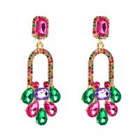 Fashion Geometric Long Flower Earrings Personality Exaggerated Alloy Diamond Earrings main image 9