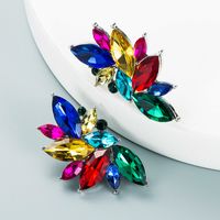Geometric Flower Alloy Diamond-studded Rhinestone Full Diamond Earrings main image 3