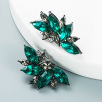 Geometric Flower Alloy Diamond-studded Rhinestone Full Diamond Earrings main image 5