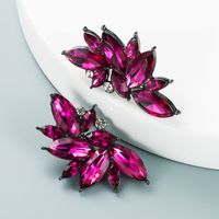 Geometric Flower Alloy Diamond-studded Rhinestone Full Diamond Earrings main image 6