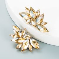Geometric Flower Alloy Diamond-studded Rhinestone Full Diamond Earrings sku image 4