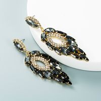 Exaggerated Personality Multi-layer Alloy Inlaid Color Rhinestone Pendant Earrings main image 6