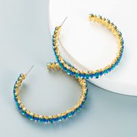 Exaggerated Creative Alloy C-shaped Earrings Color Diamond Earrings sku image 3