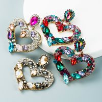 Wholesale Alloy Diamond-studded Color Rhinestone Heart-shaped Earrings main image 1