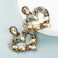 Wholesale Alloy Diamond-studded Color Rhinestone Heart-shaped Earrings main image 6