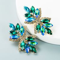 Retro Multi-layer Alloy Diamond Colored Rhinestone Flower Earrings main image 5