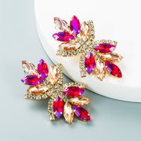 Retro Multi-layer Alloy Diamond Colored Rhinestone Flower Earrings main image 6