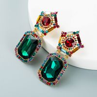 Fashion Colored Diamond Personalized Square Rhinestone Pendant Earrings main image 1