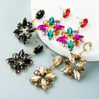 Fashion Exaggerated Earrings Alloy Diamond Colored Rhinestone Full Diamond Earrings main image 1