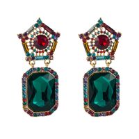Fashion Colored Diamond Personalized Square Rhinestone Pendant Earrings main image 7