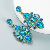 Retro Style Alloy Inlaid Color Rhinestone Glass Diamond Earrings Fashion Personality Earrings main image 3