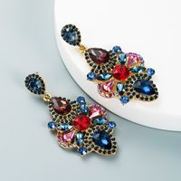 Retro Style Alloy Inlaid Color Rhinestone Glass Diamond Earrings Fashion Personality Earrings main image 5