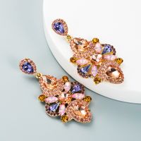 Retro Style Alloy Inlaid Color Rhinestone Glass Diamond Earrings Fashion Personality Earrings main image 6