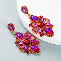 Retro Style Alloy Inlaid Color Rhinestone Glass Diamond Earrings Fashion Personality Earrings sku image 1