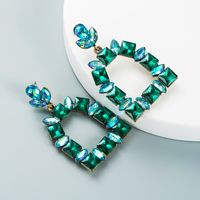 Multi-layer Alloy Diamond-studded Colored Glass Diamond Geometric Earrings main image 3