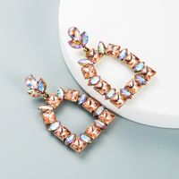Multi-layer Alloy Diamond-studded Colored Glass Diamond Geometric Earrings main image 5