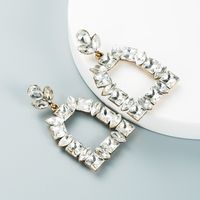 Multi-layer Alloy Diamond-studded Colored Glass Diamond Geometric Earrings main image 7