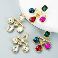 Retro Simple Baroque Cross Tassel Pendant Earrings Geometric Glass Diamond Earrings main image 2
