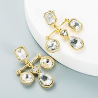 Retro Simple Baroque Cross Tassel Pendant Earrings Geometric Glass Diamond Earrings sku image 1