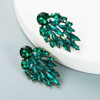 Fashion Color Rhinestone Series Alloy Leaf Shape Earrings main image 6