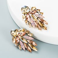 Fashion Color Rhinestone Series Alloy Leaf Shape Earrings main image 8