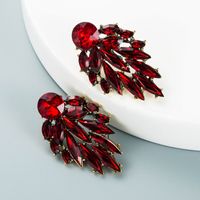 Fashion Color Rhinestone Series Alloy Leaf Shape Earrings main image 9