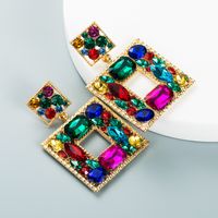 Baroque Style Alloy Glass Diamond Color Geometric Earrings main image 3
