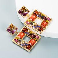 Baroque Style Alloy Glass Diamond Color Geometric Earrings main image 6