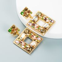 Baroque Style Alloy Glass Diamond Color Geometric Earrings main image 7